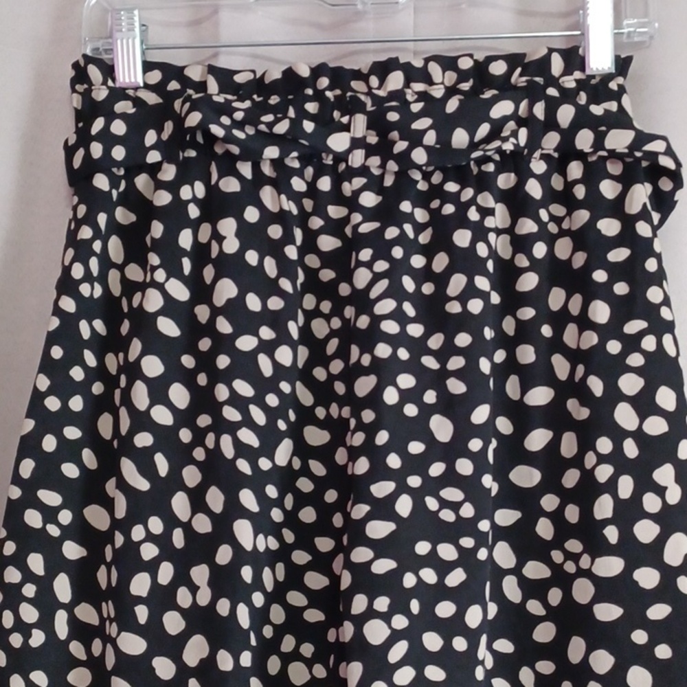 Alya Black And Cream Spotted High Waisted Paperbag Wide Leg Palazzo Pants Size S - Picture 11 of 14